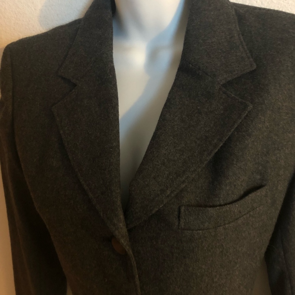 NWT VTG 80’s Miss Pendleton Wool Cropped Blazer Charcoal Sz 4 Dark Academia - Picture 3 of 6